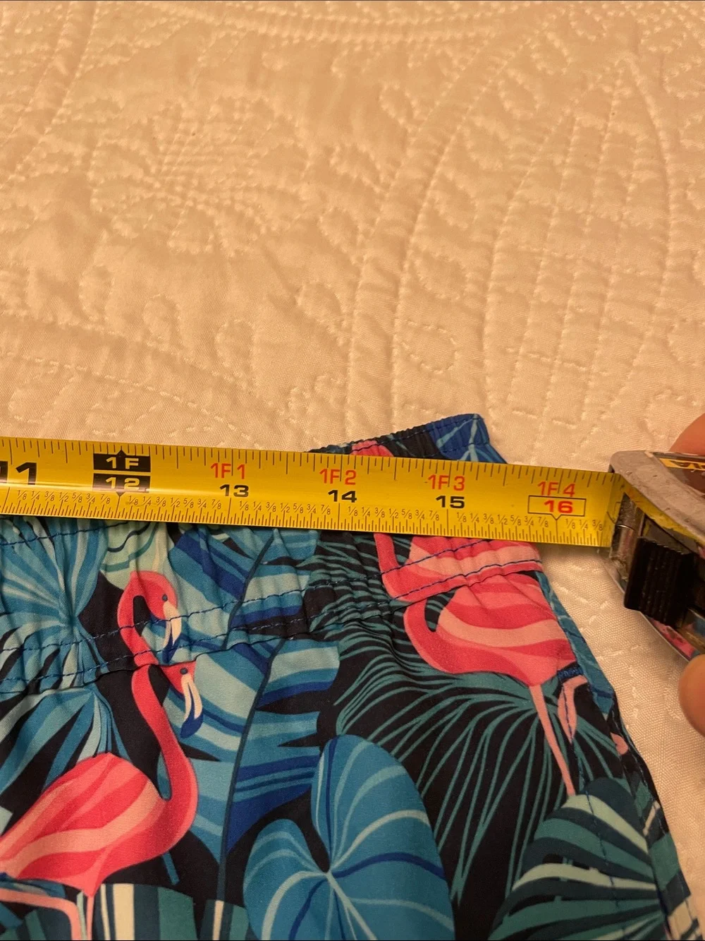 NWOT Member’s Mark Men’s Resort Swim Trunks Medium Tropical Flamingo Pattern